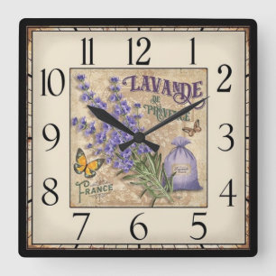 Relógio Quadrado Lavande De Provence Clock