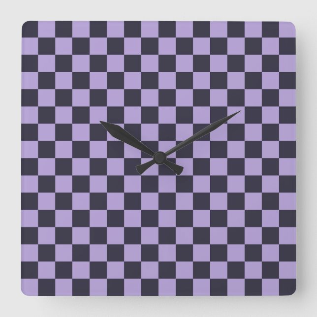 Relógio Quadrado Lavender haze checkerboard pattern (Frente)