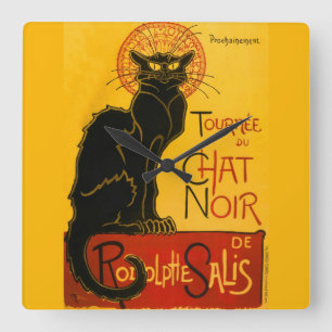 Relógio Quadrado Le Chat Noir The Black Cat Art Nouveau Vintage