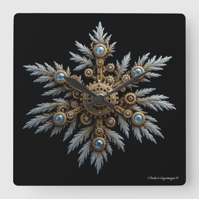 Relógio Quadrado Le Flocon de Sidera – Artefact steampunk -  (Frente)