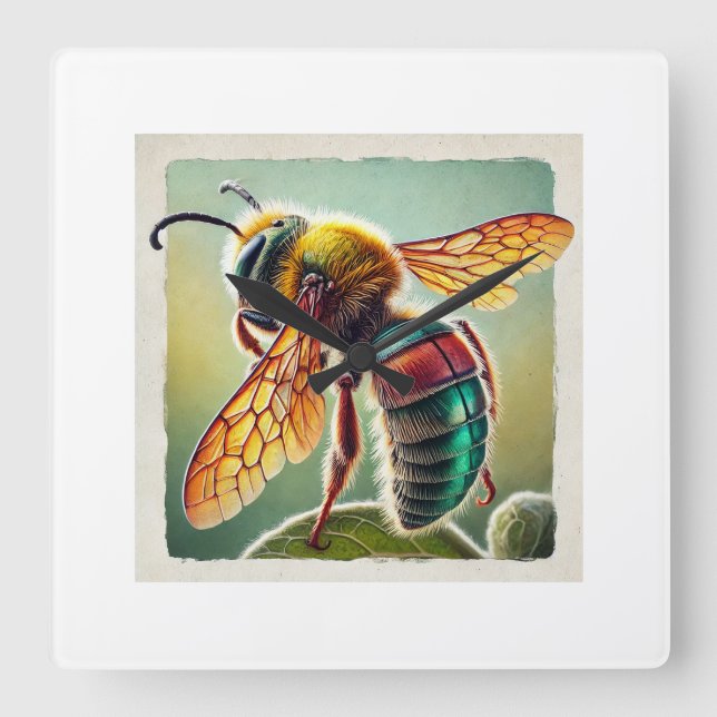 Relógio Quadrado Leafcutter bee 160724IREF254 - Watercolor (Frente)