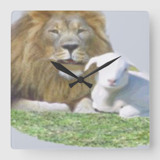 Relógio Quadrado Leão e Lamb (Frente)