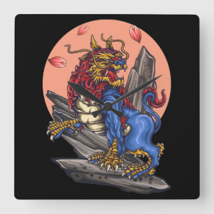 Relógio Quadrado Leão Japonês