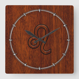 Relógio Quadrado Leão Zodíaco - Sinal de Brown Mahogany no estilo