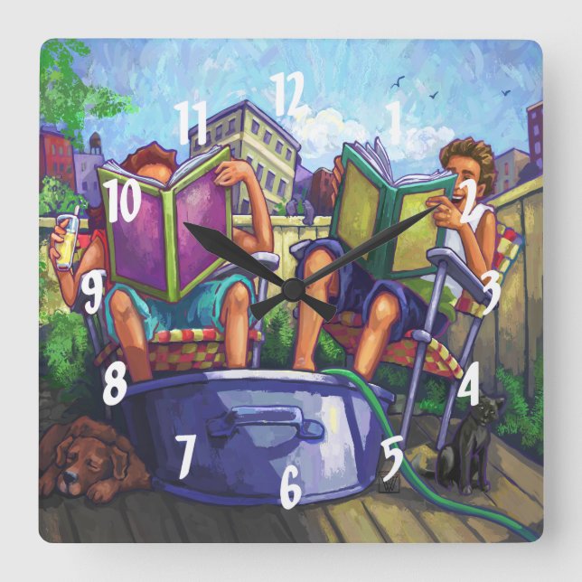 Relógio Quadrado Leitura de Verão (Frente)