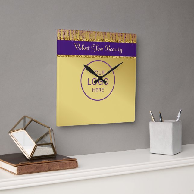 Relógio Quadrado Leitura Dourada Moderna de Script de Assinatura Ho (Escritório)