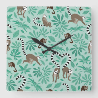 Relógio Quadrado Lemur love mint leaves