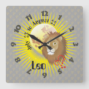 Relógio Quadrado Leo July 23 to agostos 22 arquibancada Clocks