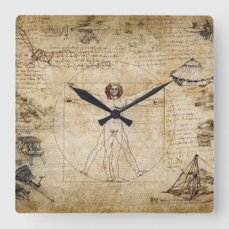 Relógio Quadrado Leonardo Da Vinci Vitruvian Man
