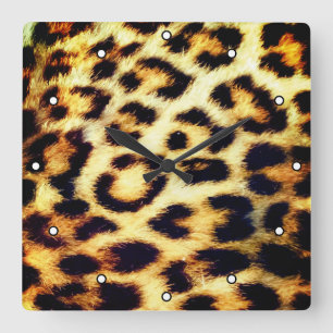 Relógio Quadrado Leopard Cheetah Impressão com Peles com Pontos