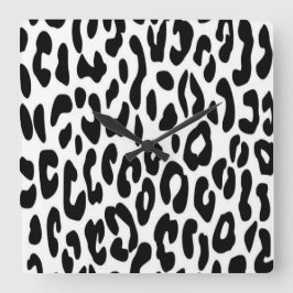 Relógio Quadrado Leopardo Clássico Preto e Branco