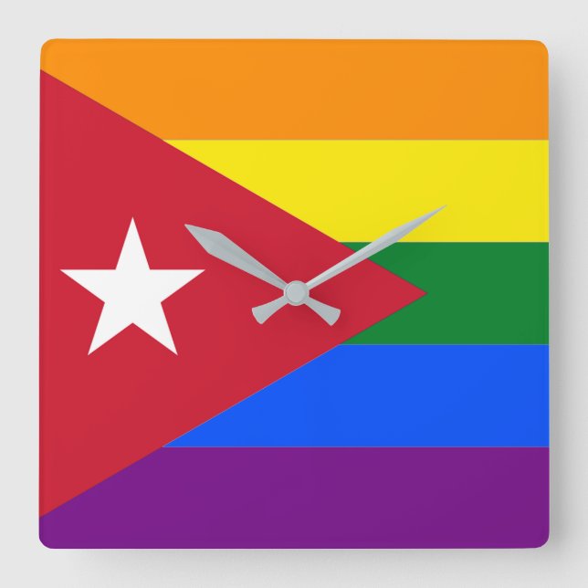 Relógio Quadrado LGBT Cuba (Frente)
