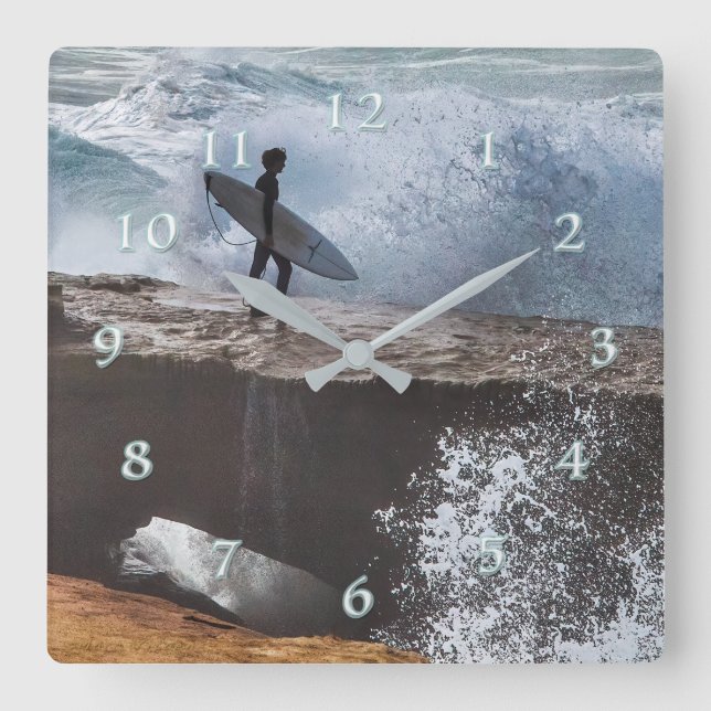 Relógio Quadrado Ligação À Sobretaxa De Prata (Frente)