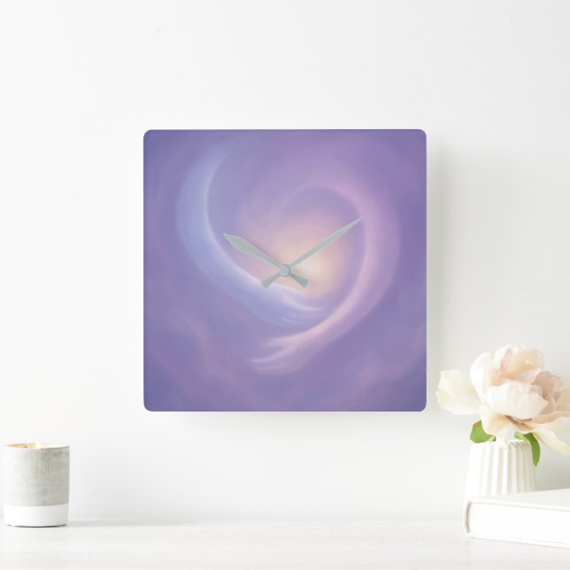Relógio Quadrado Light Embrace Serene Abstract in Lavender Light (Lar)