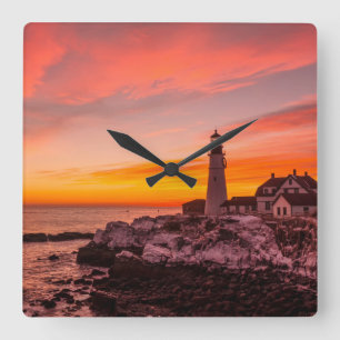 Relógio Quadrado Lighthouses Portland Head Cape Elizabeth Maine