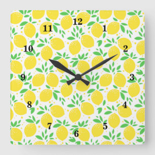 Relógio Quadrado Limões Amarelos frescos 3