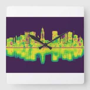 Relógio Quadrado Lincoln Nebraska Skyline