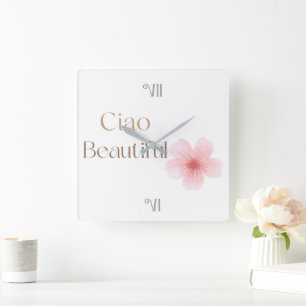 Relógio Quadrado Lindo Presente Floral Elegante