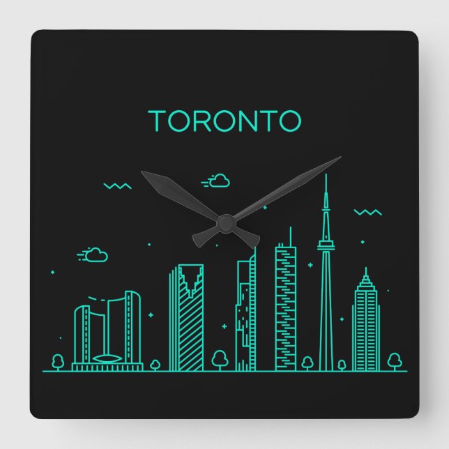 Relógio Quadrado Linha aérea de Toronto (Frente)