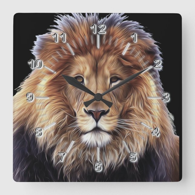 Relógio Quadrado Lion Large Clock (Frente)