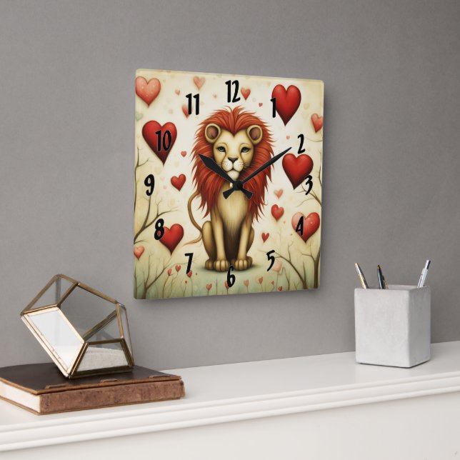 Relógio Quadrado Lion Love 2 (Escritório)