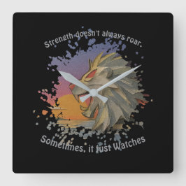 Relógio Quadrado Lion Papercut Square Wall Clock