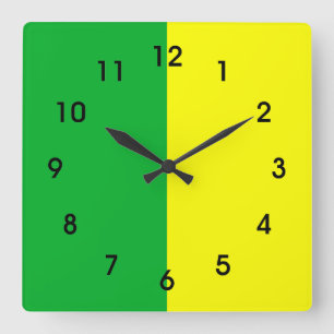 Relógio Quadrado Listrado verde e amarelo