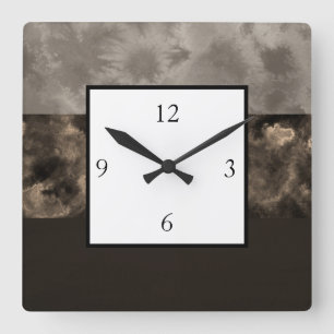 Relógio Quadrado Listras do bloco do chocolate e do Taupe