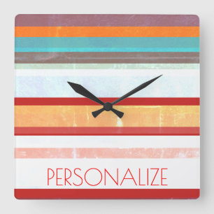 Relógio Quadrado Listras Personalizadas