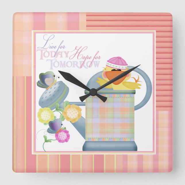 Relógio Quadrado Live For Today 2 Wall Clock (Frente)