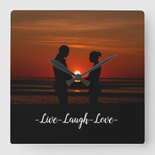 Relógio Quadrado Live Laugh Love