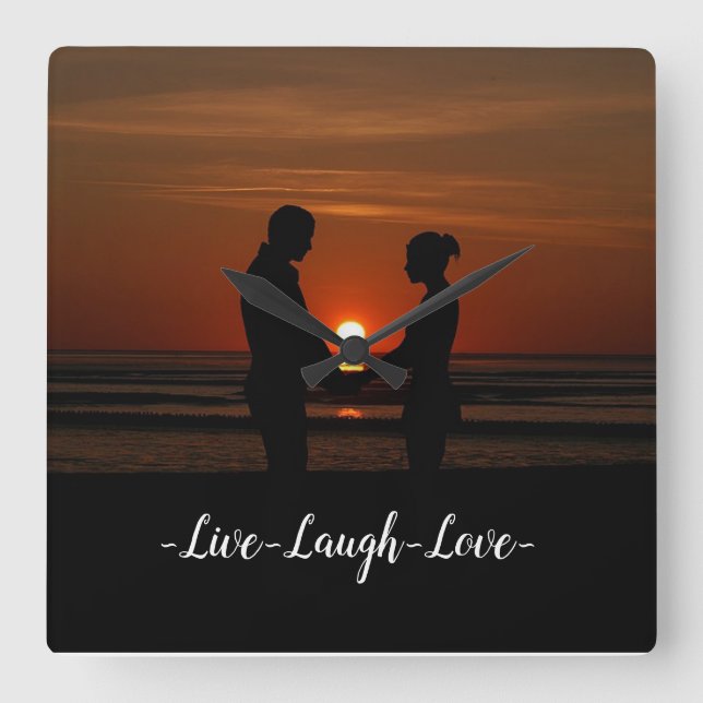 Relógio Quadrado Live Laugh Love (Frente)