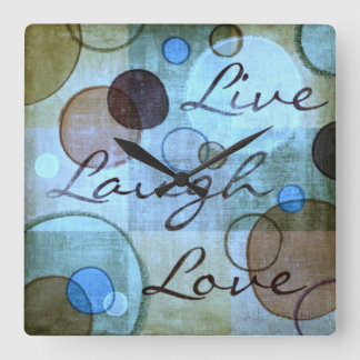 Relógio Quadrado Live Laugh Love Grungy wall clock