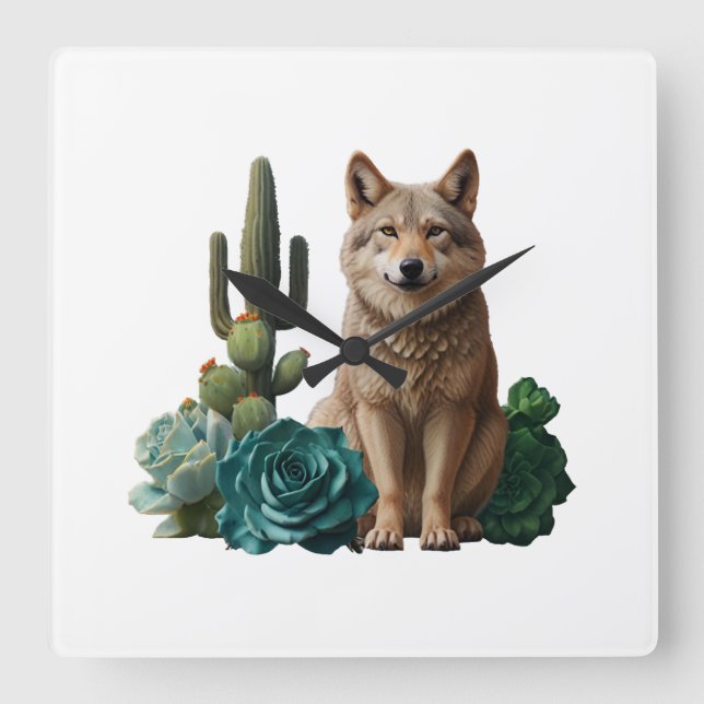 Relógio Quadrado Lobo4: (Frente)