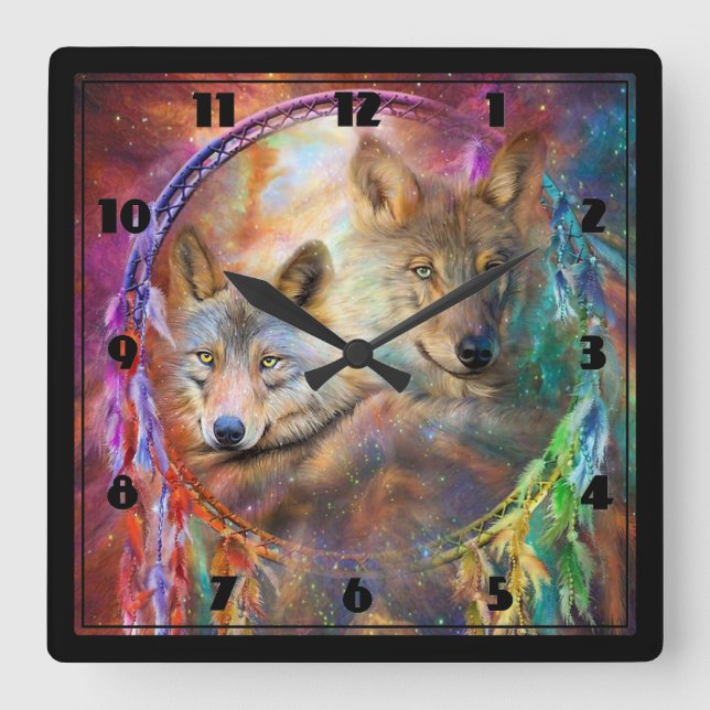 Relógio Quadrado Lobos (Frente)