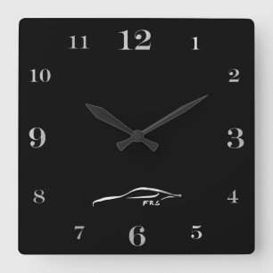 Relógio Quadrado Logotipo branco do brushstroke do enxerto FRS