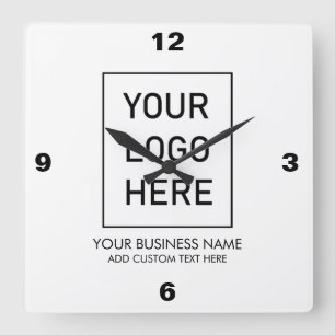 Relógio Quadrado Logotipo comercial profissional e branco da empres