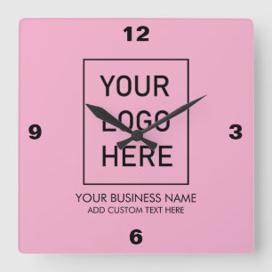 Relógio Quadrado Logotipo comercial profissional e texto da empresa