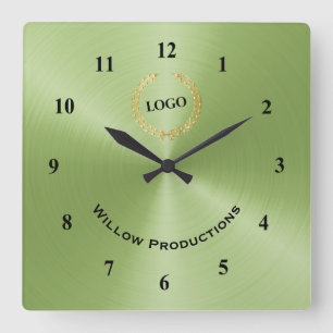 Relógio Quadrado Logotipo comercial verde
