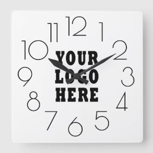 Relógio Quadrado Logotipo de empresa moderno minimalista editável