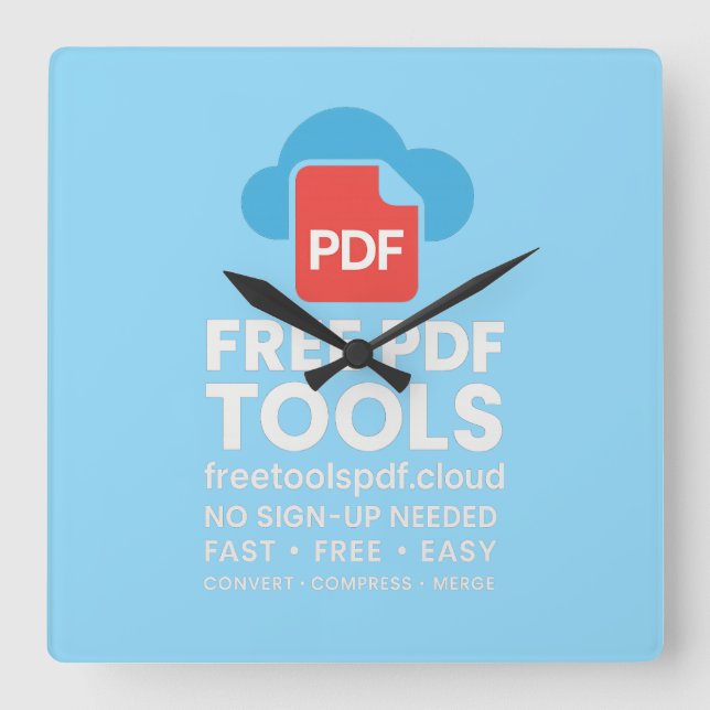 Relógio Quadrado 🔥 Logotipo Fantasia 3D – FreetoolsPDF.Cloud (Frente)