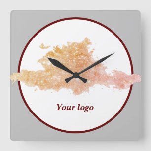 Relógio Quadrado Logotipo personalizado simples e elegante aqui era