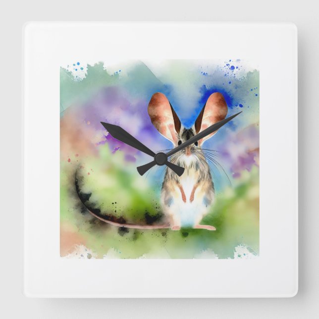 Relógio Quadrado Longeared Jerboa 200824AREF110 - Watercolor (Frente)