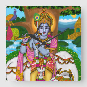 Relógio Quadrado Lord Krishna Clock
