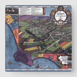 Relógio Quadrado Los Angeles, Califórnia, mapa de cidades aéreas an