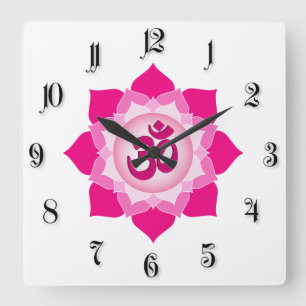 Relógio Quadrado Lótus rosa