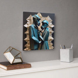 Relógio Quadrado LOVE AND RESISTÊNCIA Origami 3