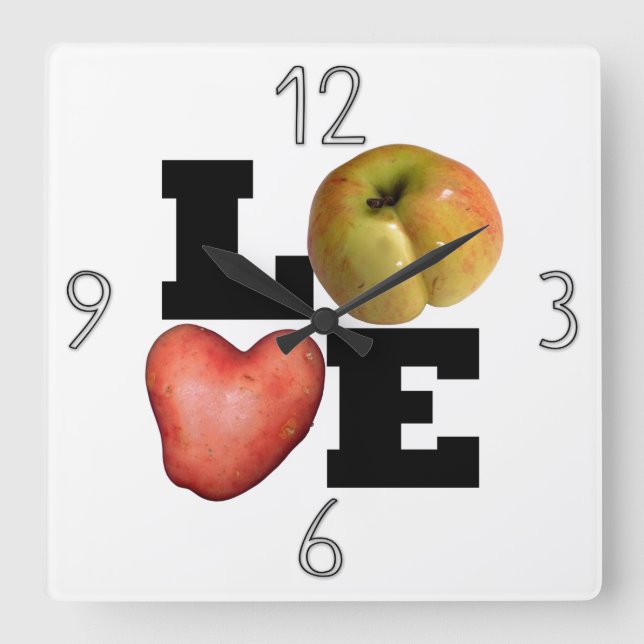 Relógio Quadrado LOVE Collection Potato Kitchen Wall Clock (Frente)
