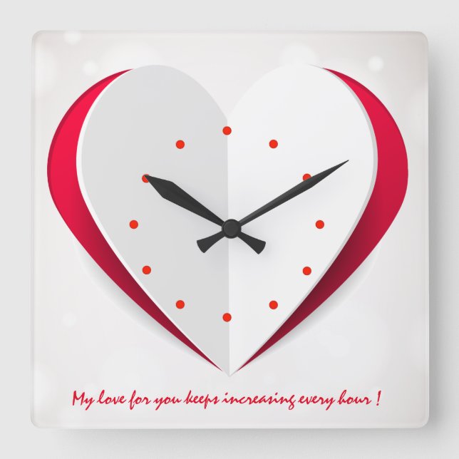 Relógio Quadrado Love Time Book Heart Shall Clock (Frente)