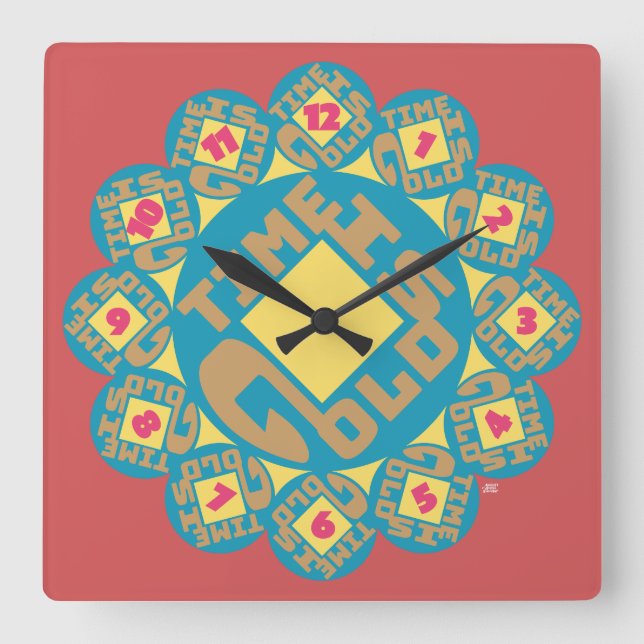 RELÓGIO QUADRADO LOVE TIME IS GOLD BY MASANSER (Frente)